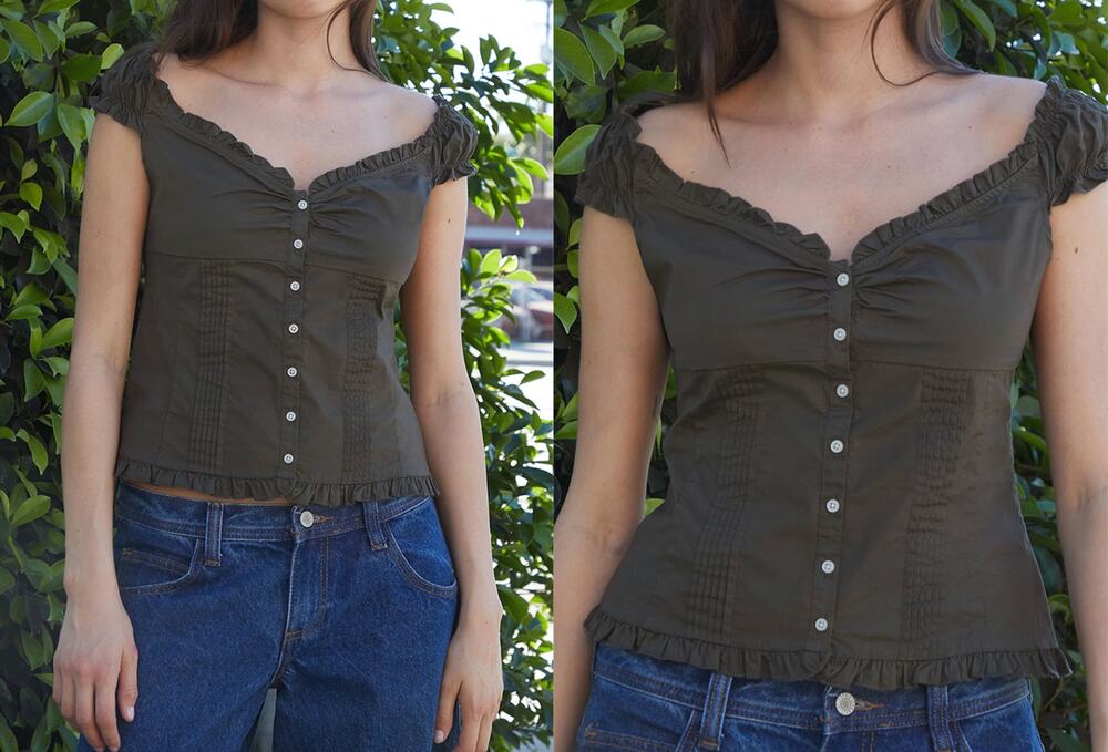 J Galt Brandy Melville Elena top dark green it girl boho